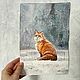Snow fox painting watercolor winter forest landscape fox. Pictures. marselart. My Livemaster. Фото №6