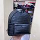 Backpack made of the abdominal part of genuine crocodile leather, in black, Backpacks, St. Petersburg,  Фото №1