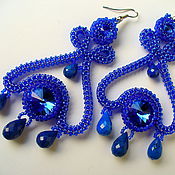 Украшения handmade. Livemaster - original item Blue lace chandelier earrings La Femme 