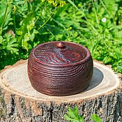 Посуда handmade. Livemaster - original item Textured cup-barrel with a lid made of natural pine K41. Handmade.