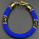 Harness bracelet knitted beaded Greek pattern blue, Bead bracelet, Naberezhnye Chelny,  Фото №1