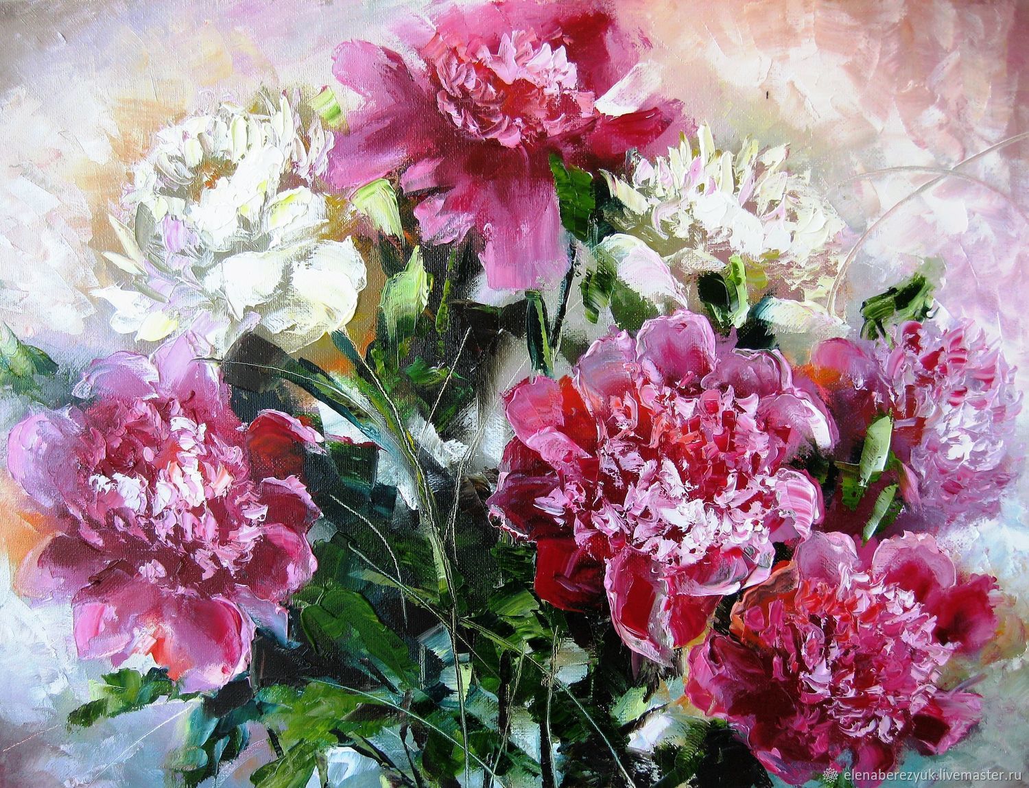 Peonies Oil painting on canvas Garden flowers Gift painting wall art ...