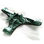 Одежда handmade. Livemaster - original item Silk Thong Panties Saturated Wormwood with a bow. Handmade.