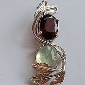 Украшения handmade. Livemaster - original item Garnet pendant hessonite and aquamarine (Transbaikalia) with a twig in 925 silver. Handmade.