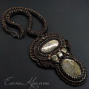 Украшения ручной работы. Ярмарка Мастеров - ручная работа Starry Night Pyrite Pendant. Necklace - pendant on a string of beads. Handmade.
