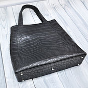 Сумки и аксессуары handmade. Livemaster - original item Shopper bag, made of genuine crocodile leather in black.. Handmade.