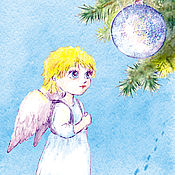 Открытки handmade. Livemaster - original item Angel and Christmas New Year`s Card. Handmade.