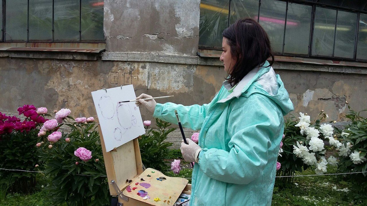 На пленэре в Ботаническом саду.