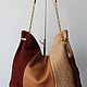 Granville Suede Dark Red Beige with Braided Handle. Classic Bag. Olga'SLuxuryCreation. Online shopping on My Livemaster.  Фото №2