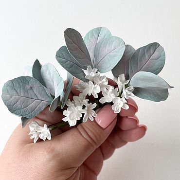 Свадебный салон ручной работы. Ярмарка Мастеров - ручная работа Шпильки с эвкалиптом и гипсофилой. Handmade.