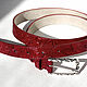 Narrow leather belt with embossed Red, Straps, Ivanovo,  Фото №1