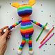 Rainbow puppy dog knitted plush Soft toy Dog. Stuffed Toys. sunnytoys-gifts. My Livemaster. Фото №6