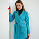 Coat jacket woolen Blue, blue fitted short demi. Coats. mozaika-rus. Online shopping on My Livemaster.  Фото №2