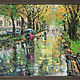 Painting in the rain oil Painting Autumn Park Rain in the city. Pictures. olga-klim (olga-klim). Online shopping on My Livemaster.  Фото №2