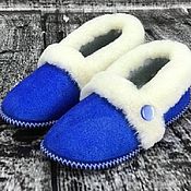 Обувь ручной работы handmade. Livemaster - original item Women`s blue fur Slippers. Handmade.