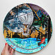Decorative plate Aphorisms - cat with Moon mountain landscape D32 cm. Decorative plates. Art by Tanya Shest. My Livemaster. Фото №4