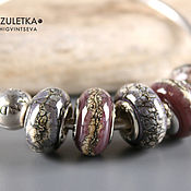 Украшения handmade. Livemaster - original item Violet shades - set of 5 beads lampwork Branzuletka - charms bracelet. Handmade.