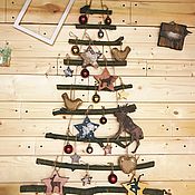 Подарки к праздникам handmade. Livemaster - original item Turnkey wooden Christmas tree (with the whole set of toys in a wooden box). Handmade.