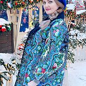 Курточка -пелеринка с капюшоном"Цветы под снегом"белый