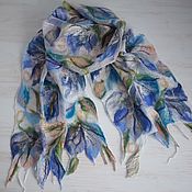 Felted women's scarf.Lightweight felted scarf made of silk and wool Voyage