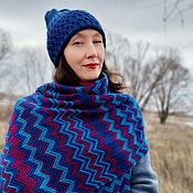 Аксессуары handmade. Livemaster - original item Wraps: Knitted stole made of merino wool Zigzags. Handmade.