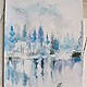 Order Snow lake-watercolor painting, snow landscape. Annet Loginova. Livemaster. . Pictures Фото №3