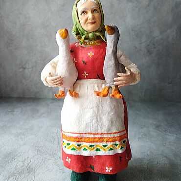 Сувениры и подарки ручной работы. Ярмарка Мастеров - ручная работа Елочные игрушки: Ватная елочная игрушка Бабуся с гусями. Handmade.