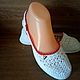 Knitted shoes... Ballet Flats White-Red, Ballet flats, Samara,  Фото №1