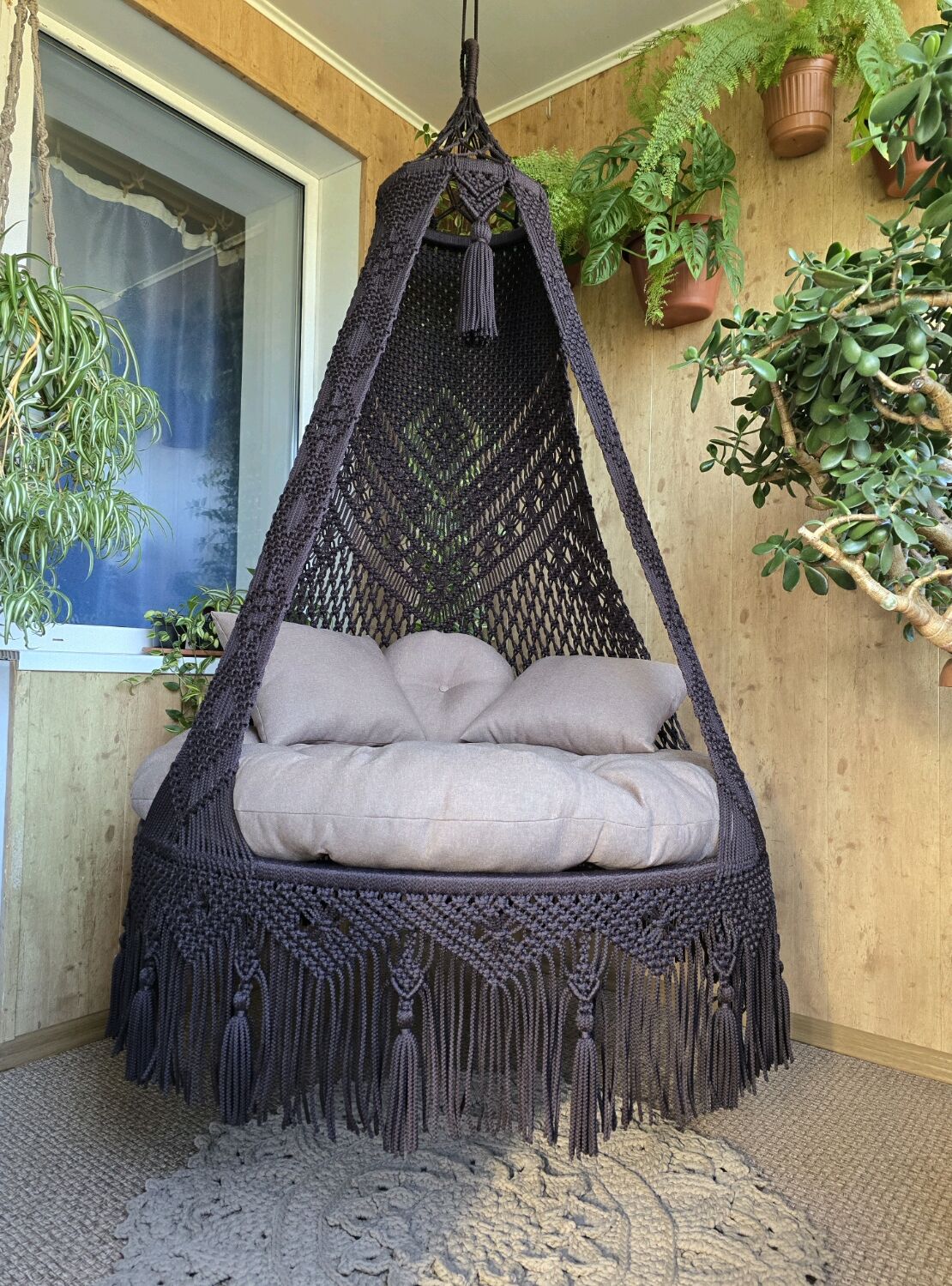 Подвесное кресло- шатер "Шоколад". Кресла. Оксана Макраме узелочки (macrame-uzelochki). Интернет-магазин Ярмарка Мастеров.  Фото №2