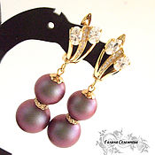 Украшения handmade. Livemaster - original item Earrings gold plated with Swarovski pearls 
