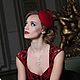 Evening dark red pill hat 'Wave' with a veil. Hats1. Exclusive HATS. LANA ANISIMOVA.. My Livemaster. Фото №4