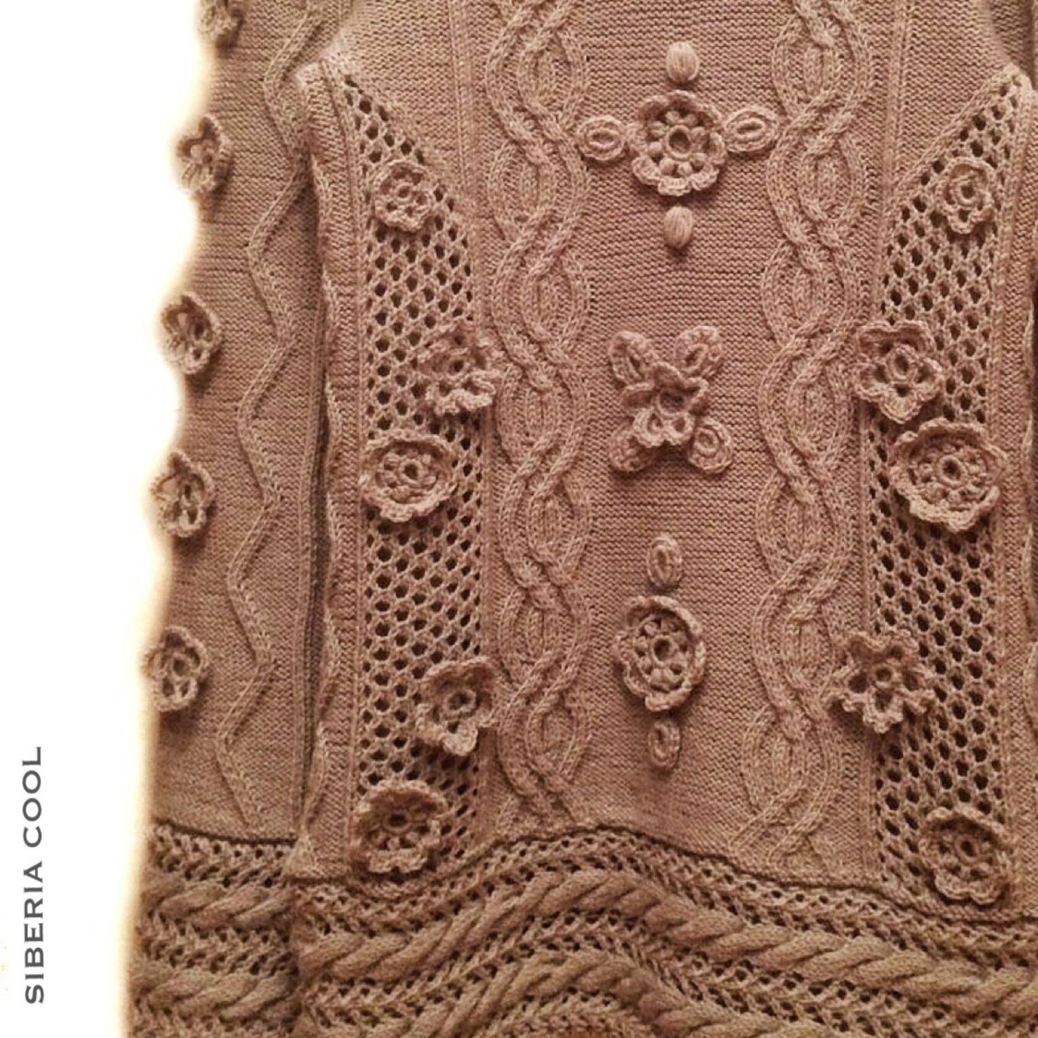 Объемный свитер спицами