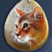 Украшения handmade. Livemaster - original item Pendant painted Cat Umka. Handmade.
