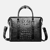 Сумки и аксессуары handmade. Livemaster - original item Bag-briefcase made of embossed crocodile skin, in black.. Handmade.