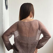 Коричневый свитер с аранами из пуха норки для женщин