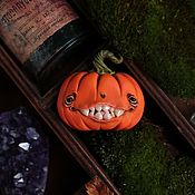Украшения handmade. Livemaster - original item Predatory pumpkin brooch for Halloween. Handmade.