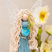 Куклы и игрушки ручной работы. Ярмарка Мастеров - ручная работа Angel macrame large wings blue dress. Handmade.