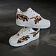Кроссовки белые,кастом кроссовок Nike Air Force унисекс,ручная роспись. Кроссовки. Olgavolgoart. Роспись одежды и обуви. Кастом. Ярмарка Мастеров.  Фото №7