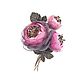 Brooch with handmade flowers, fabric, leather, cherry Dawn, bouquet, Brooches, St. Petersburg,  Фото №1