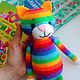 Rainbow cat knitted Soft toy. Stuffed Toys. sunnytoys-gifts. My Livemaster. Фото №6