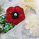 Poppy brooch made of beads, threads, sequins. Brooches. vettochka. My Livemaster. Фото №5