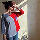 Longsleeve loose asymmetric red stripe. T-shirts. ThePocket. Online shopping on My Livemaster.  Фото №2