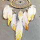 Заказать Ловец снов: Золотой с белым. Oxy_crafts (oxydreamcatcher). Ярмарка Мастеров. . Ловцы снов Фото №3