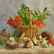 Картины и панно handmade. Livemaster - original item Paintings:Oil painting still Life with mushrooms. Handmade.