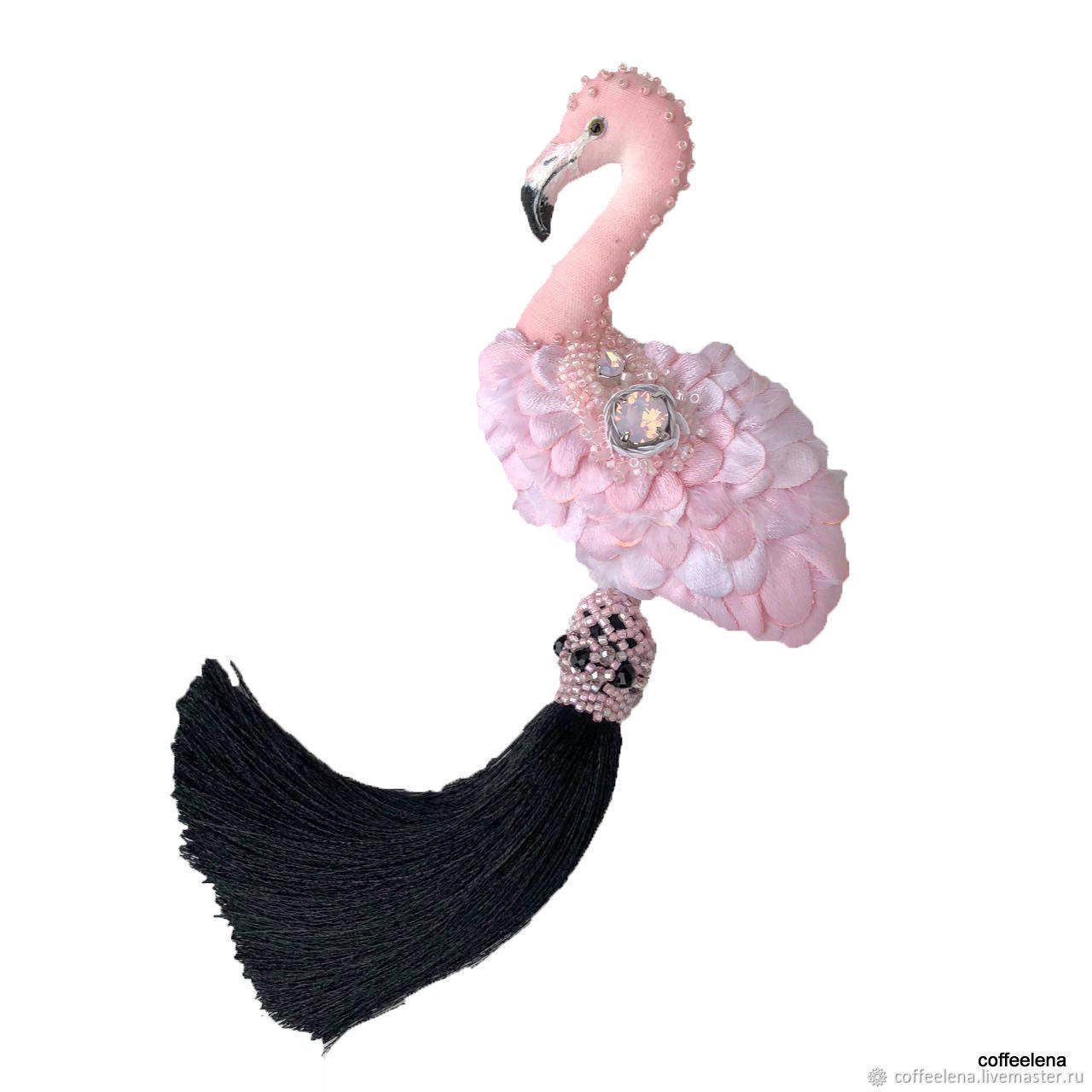 Brooch Pink Flamingos With Removable Brush Online Brooches Handmade Livemaster Brooch Pink Flamingos