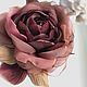 FABRIC FLOWERS. Chiffon rose ' Velvet wine', Brooches, Vidnoye,  Фото №1