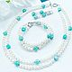 Set of natural pearls and amazonite, Necklace, Moscow,  Фото №1