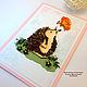 Открытка_Ёжик и бабочка_. Открытки. Елена Шемелева (Quilling-Elena). Интернет-магазин Ярмарка Мастеров.  Фото №2