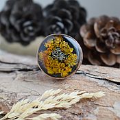 Украшения handmade. Livemaster - original item Copper resin ring with real lichens. A ring with a mushroom. Handmade.