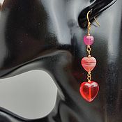 Украшения handmade. Livemaster - original item Long Heart earrings made of Czech beads. Handmade.